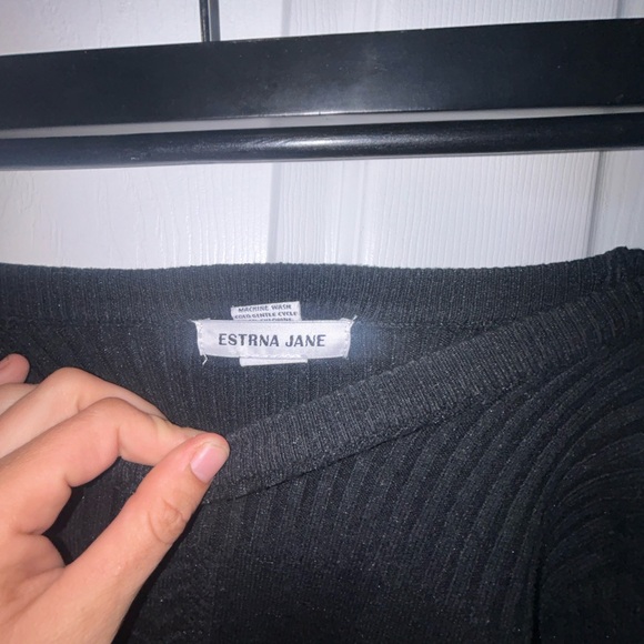 Black fringed long sleeve sweater/shirt - Picture 3 of 7